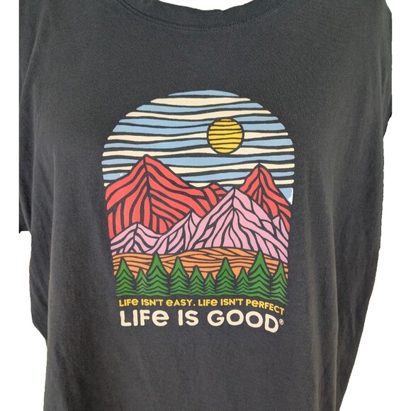 Life Is Good Life Isn’t Easy Isn't Perfect Women’s XXL Navy Blue Tee Tshirt - Picture 2 of 7